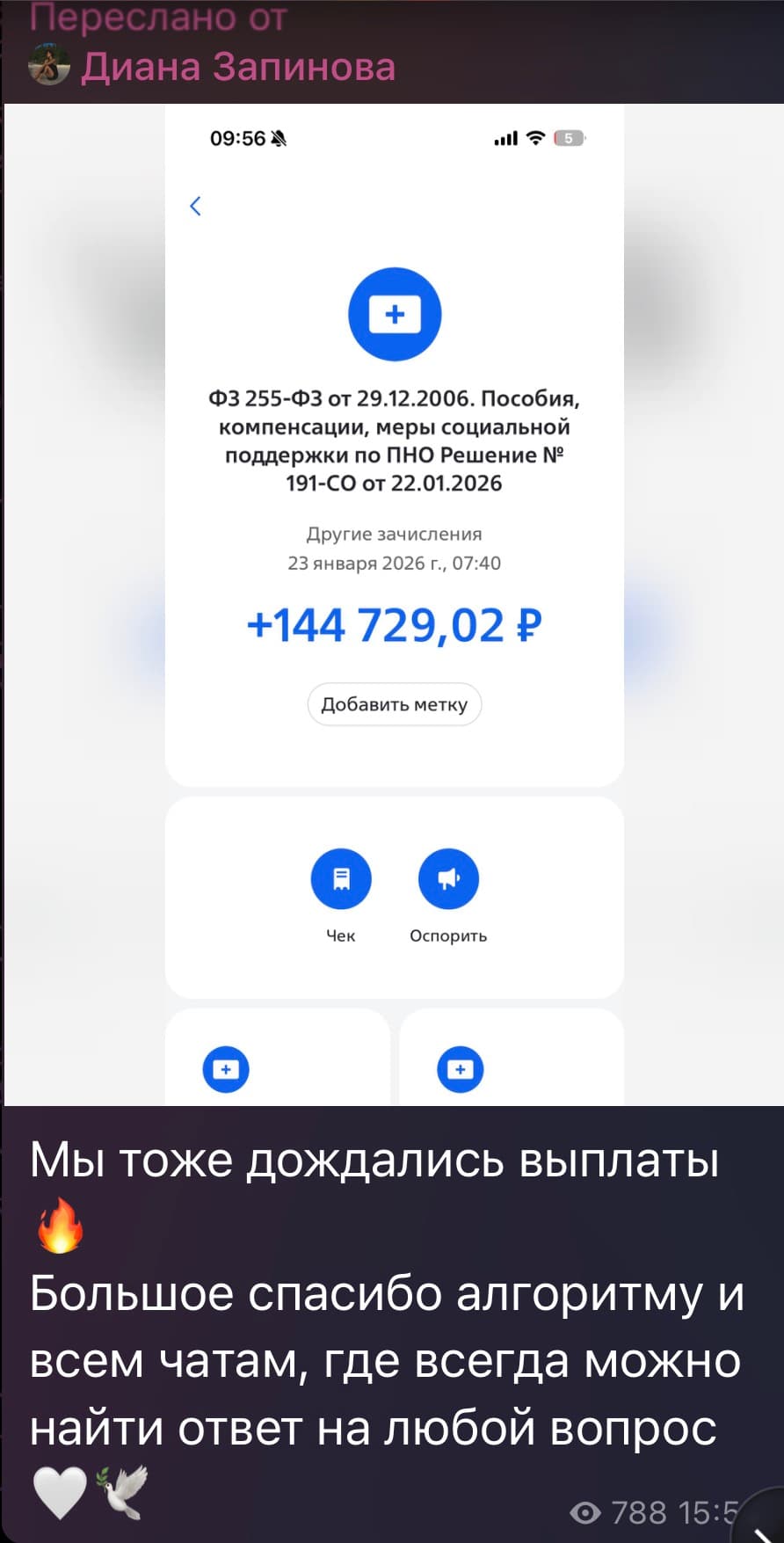 Скриншот отзыва участницы 6